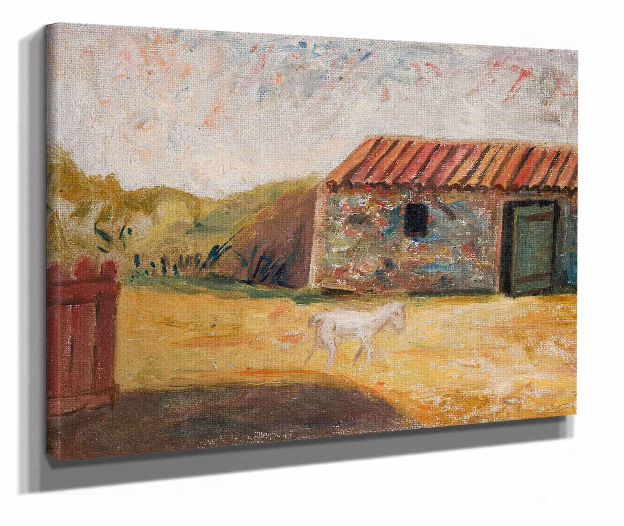 Rural Farmstead With A White Foal by Tadeusz Makowski
