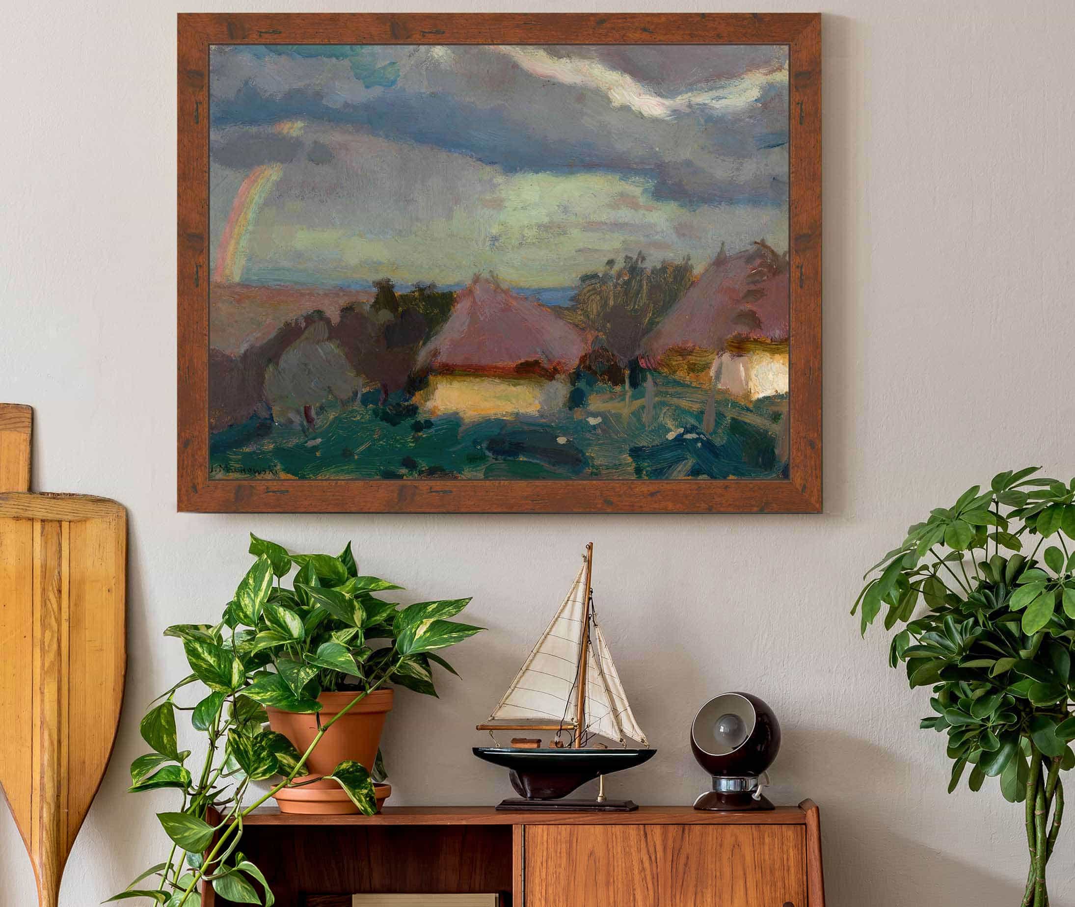 Rural Landscape With A Rainbow by Tadeusz Makowski