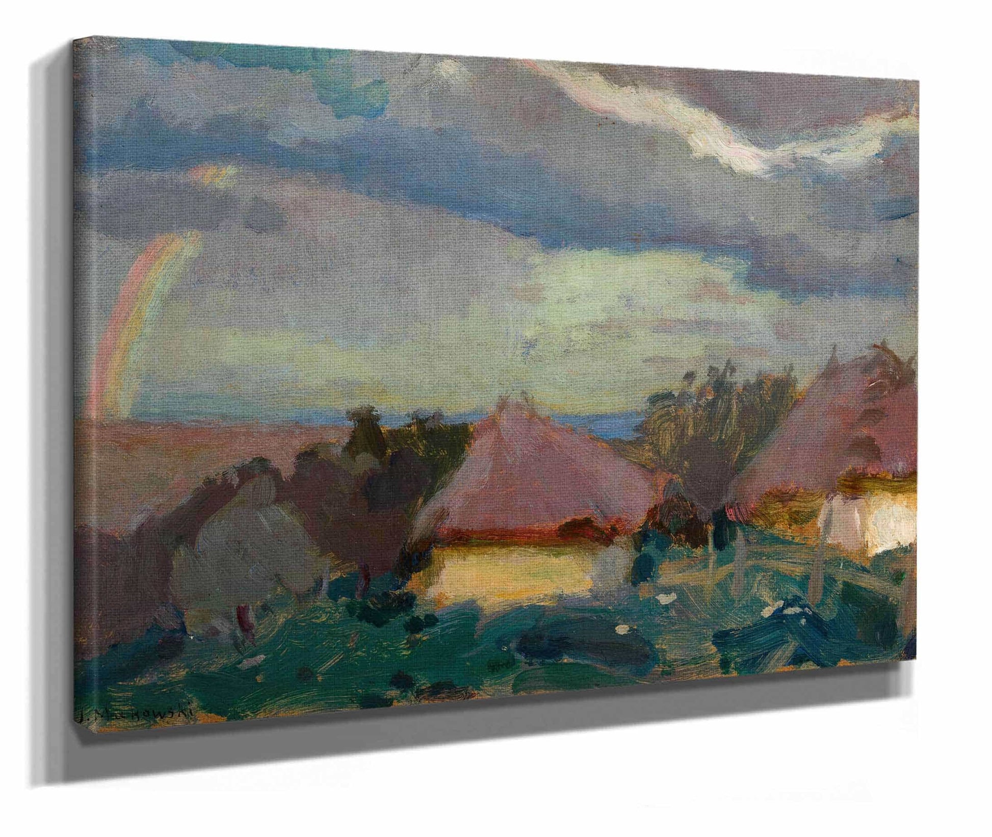 Rural Landscape With A Rainbow by Tadeusz Makowski