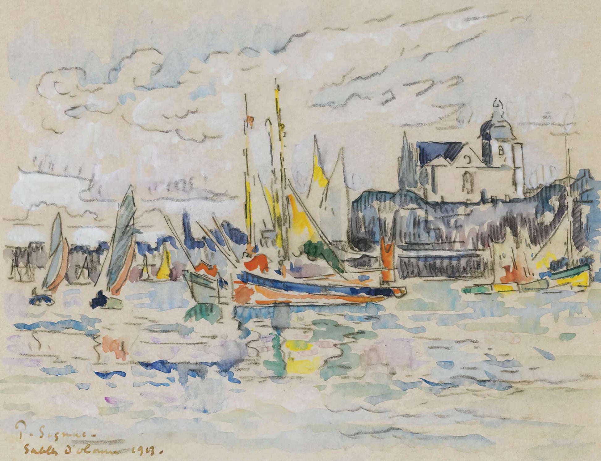 Sables Dolonne Vue De Port by Paul Signac