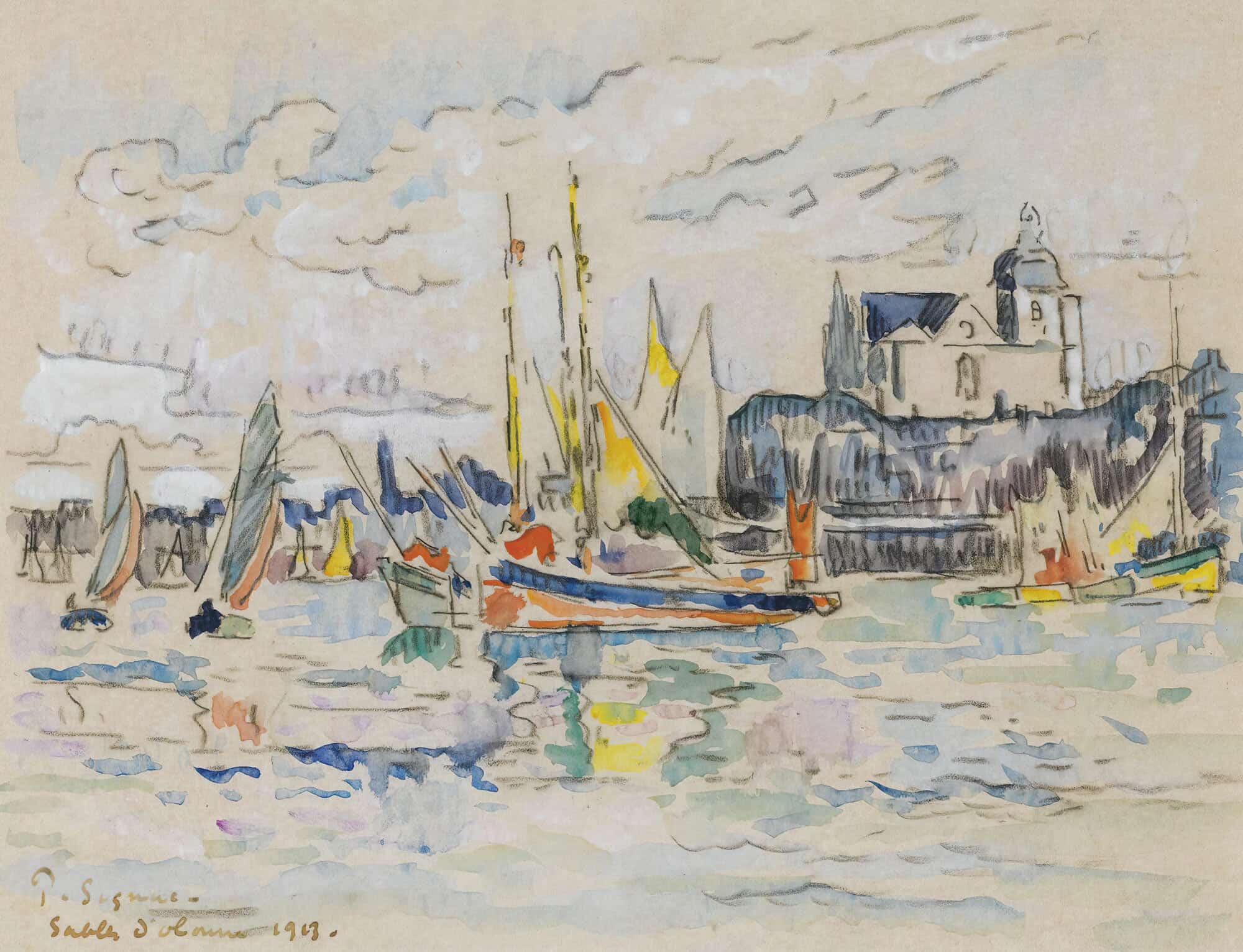 Sables Dolonne Vue De Port by Paul Signac