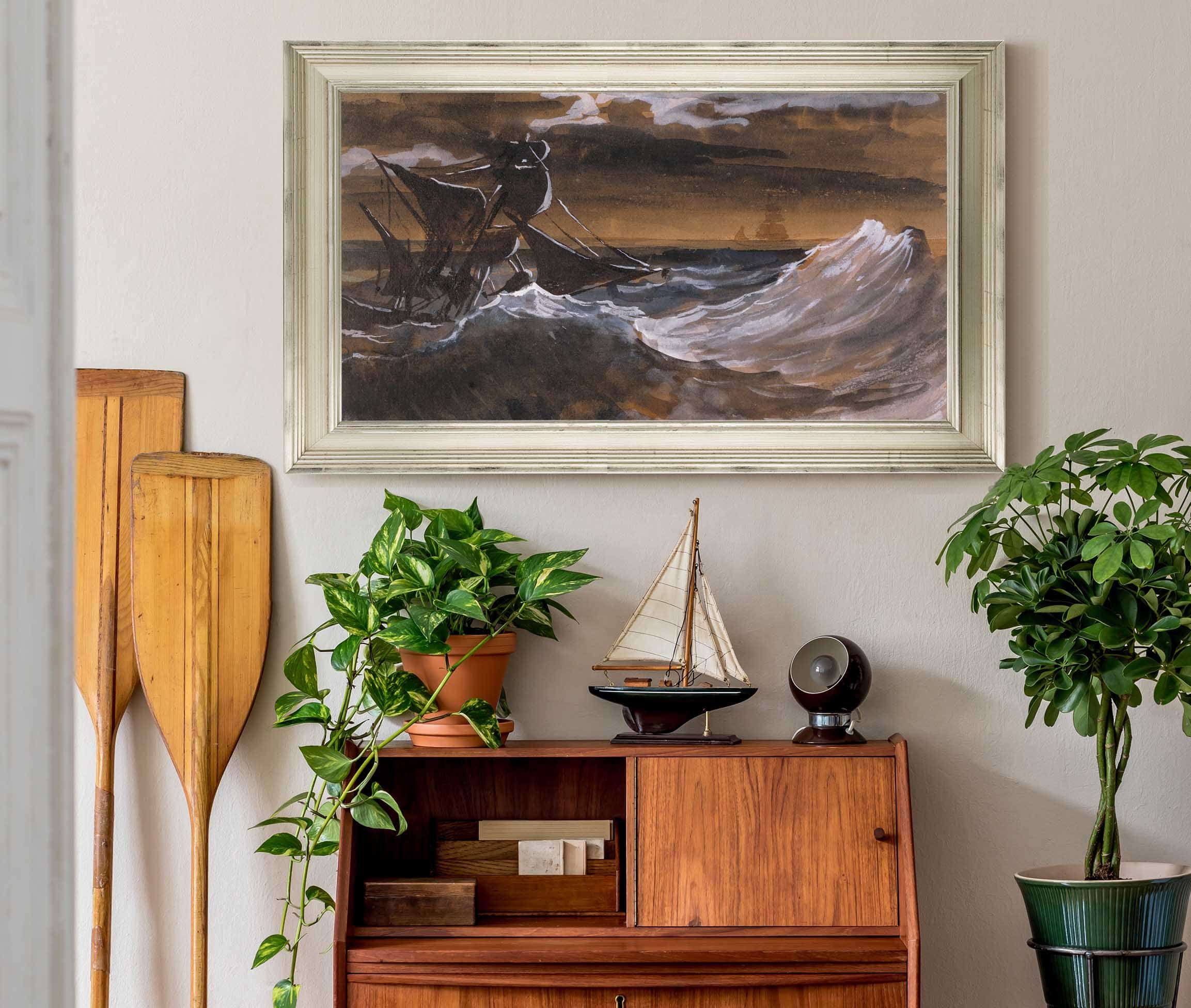 Sailboat On A Raging Sea About   by Theodore Gericault