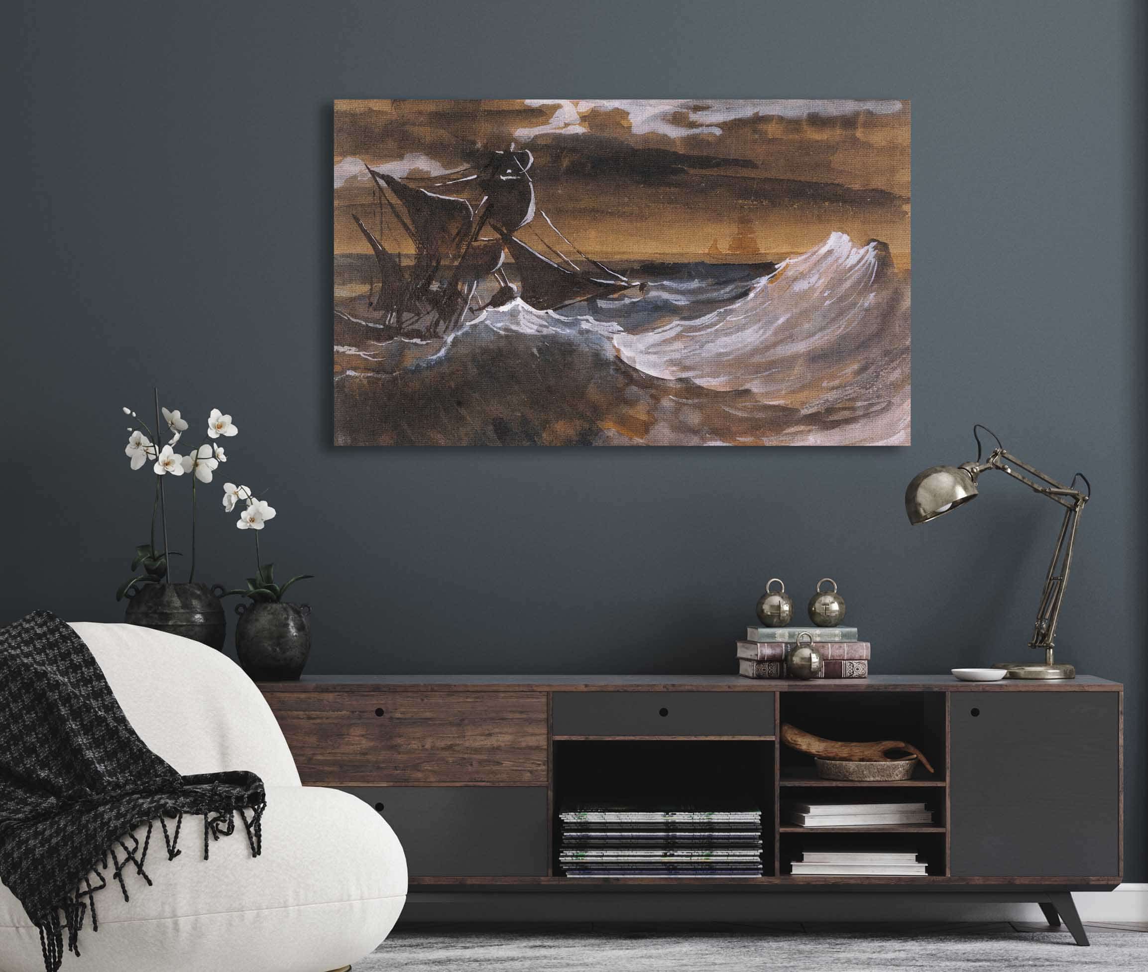 Sailboat On A Raging Sea About   by Theodore Gericault