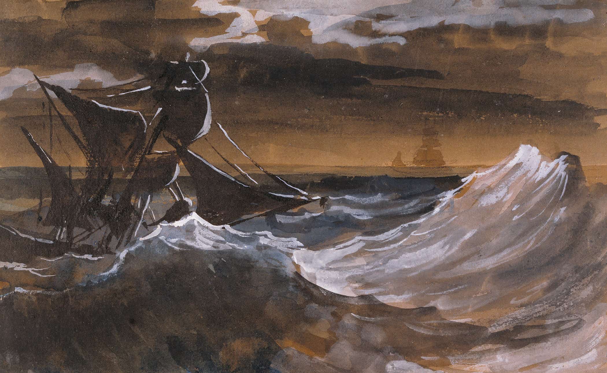 Sailboat On A Raging Sea About   by Theodore Gericault