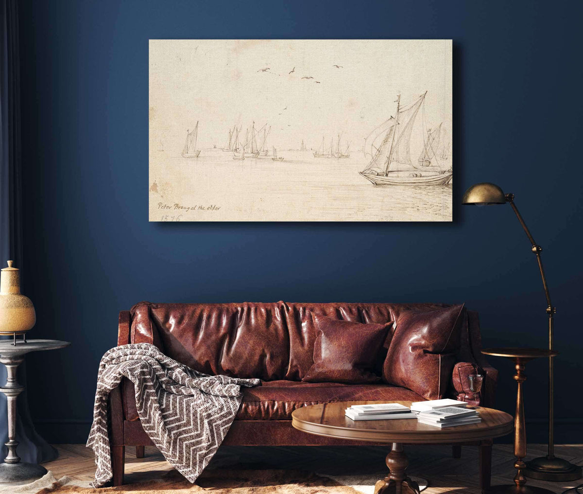 Sailboats A City In The Distance by Jan Brueghel The Elder