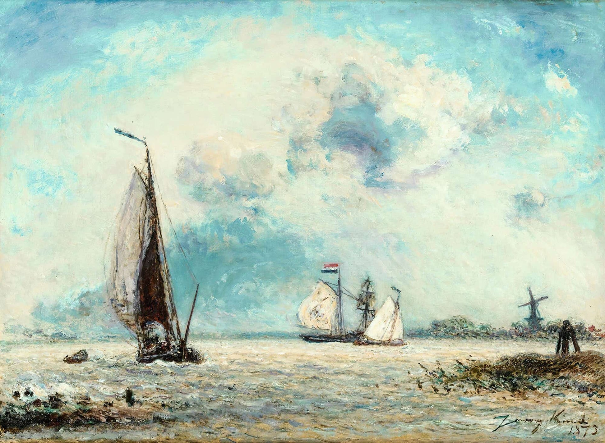 Sailing Boats On The Meuse by Johan Barthold Jongkind