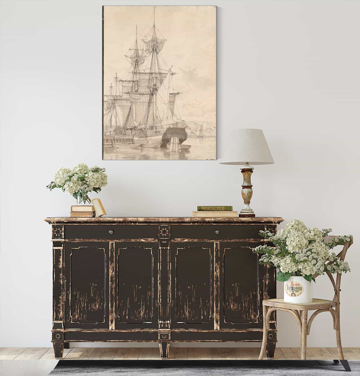 Sailing Vessels At Wilders Plads Copenhagen by Christoffer Wilhelm Eckersberg