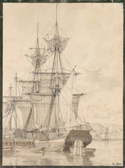 Sailing Vessels At Wilders Plads Copenhagen by Christoffer Wilhelm Eckersberg