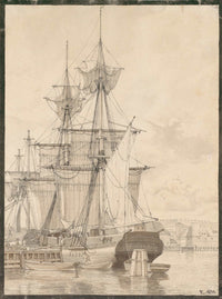 Sailing Vessels At Wilders Plads Copenhagen by Christoffer Wilhelm Eckersberg