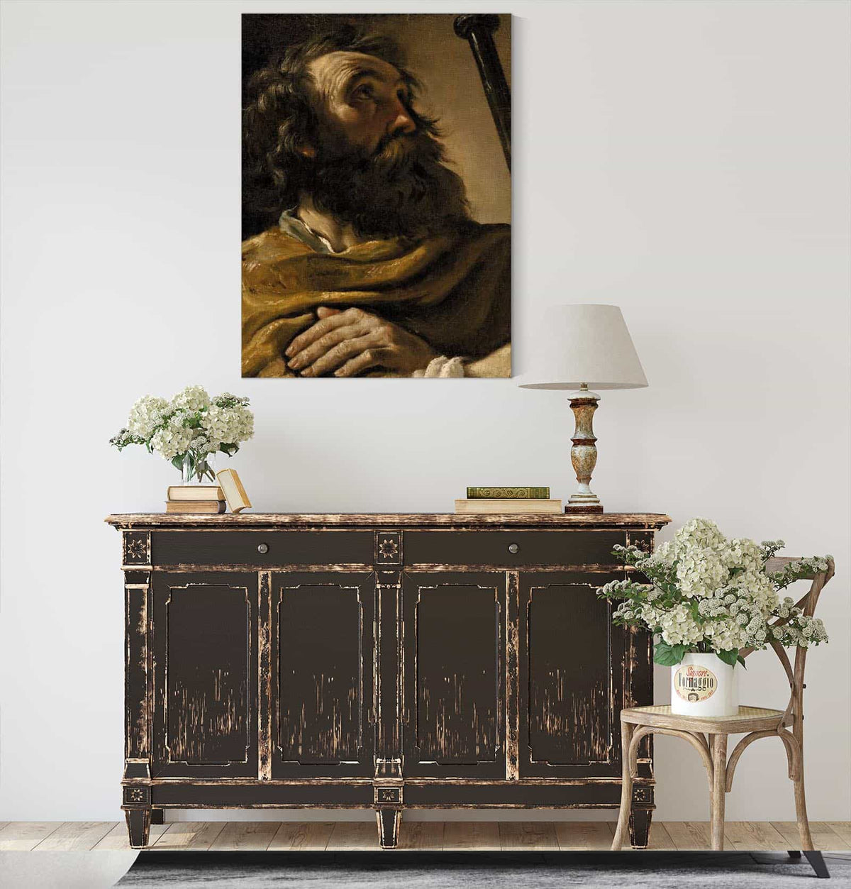 Saint Alexius In A Brown Wrap Holding A Staff by Guercino