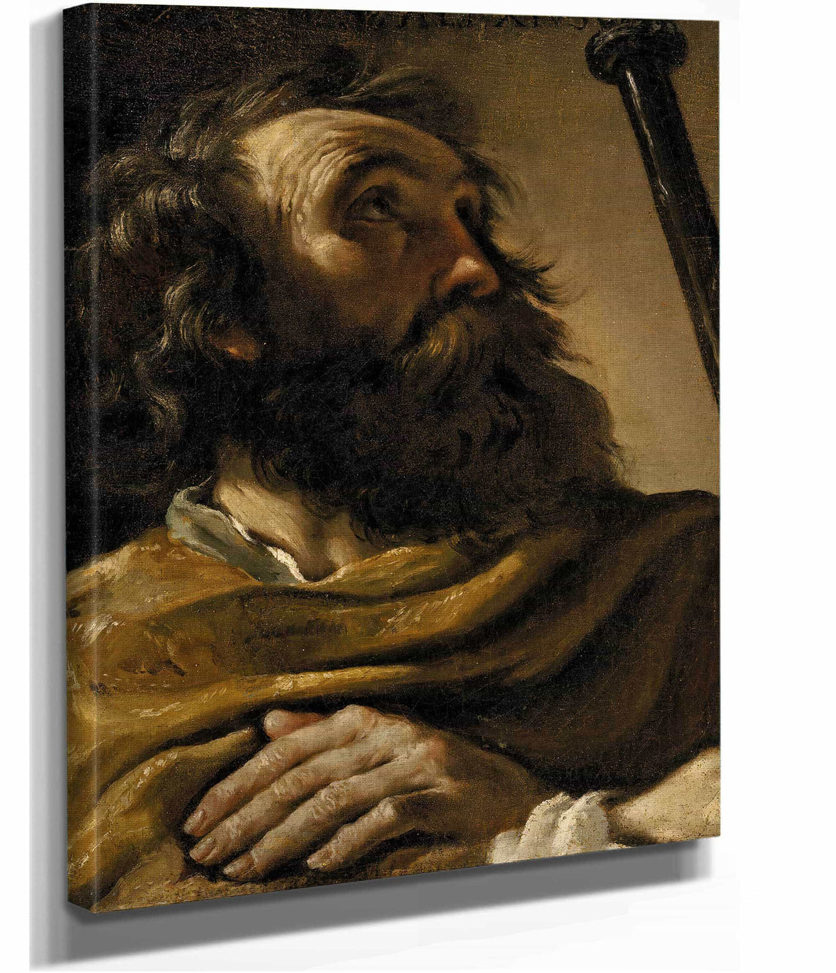Saint Alexius In A Brown Wrap Holding A Staff by Guercino