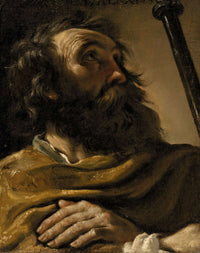 Saint Alexius In A Brown Wrap Holding A Staff by Guercino