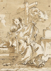 Saint Anthony Of Padua With The Christ Child In An Interior by Giovanni Domenico Tiepolo