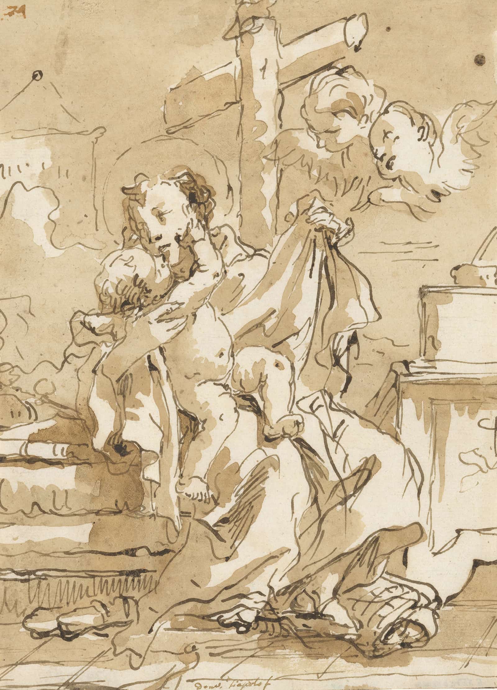 Saint Anthony Of Padua With The Christ Child In An Interior by Giovanni Domenico Tiepolo