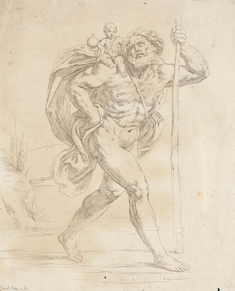 Saint Christopher And The Holy Child by Guido Reni