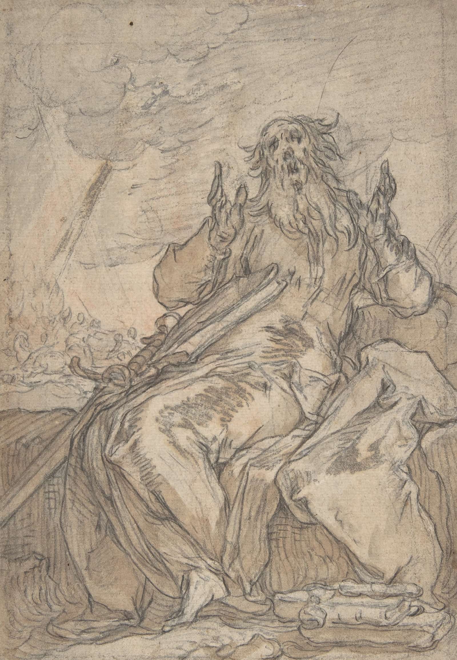 Saint Paul Seated With His Conversion In The Background Th Century by Abraham Bloemaert