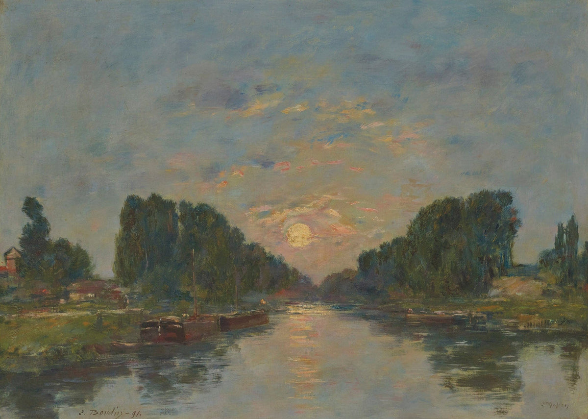 Saint Valery Sur Somme Effet De Lune Sur Le Canal by Eugene Boudin