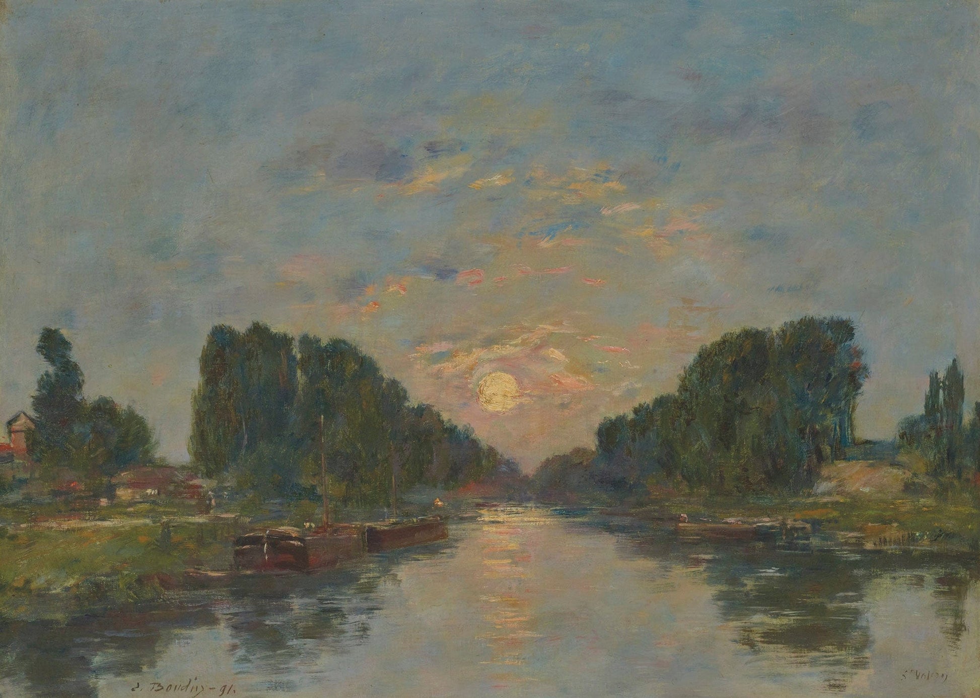 Saint Valery Sur Somme Effet De Lune Sur Le Canal by Eugene Boudin