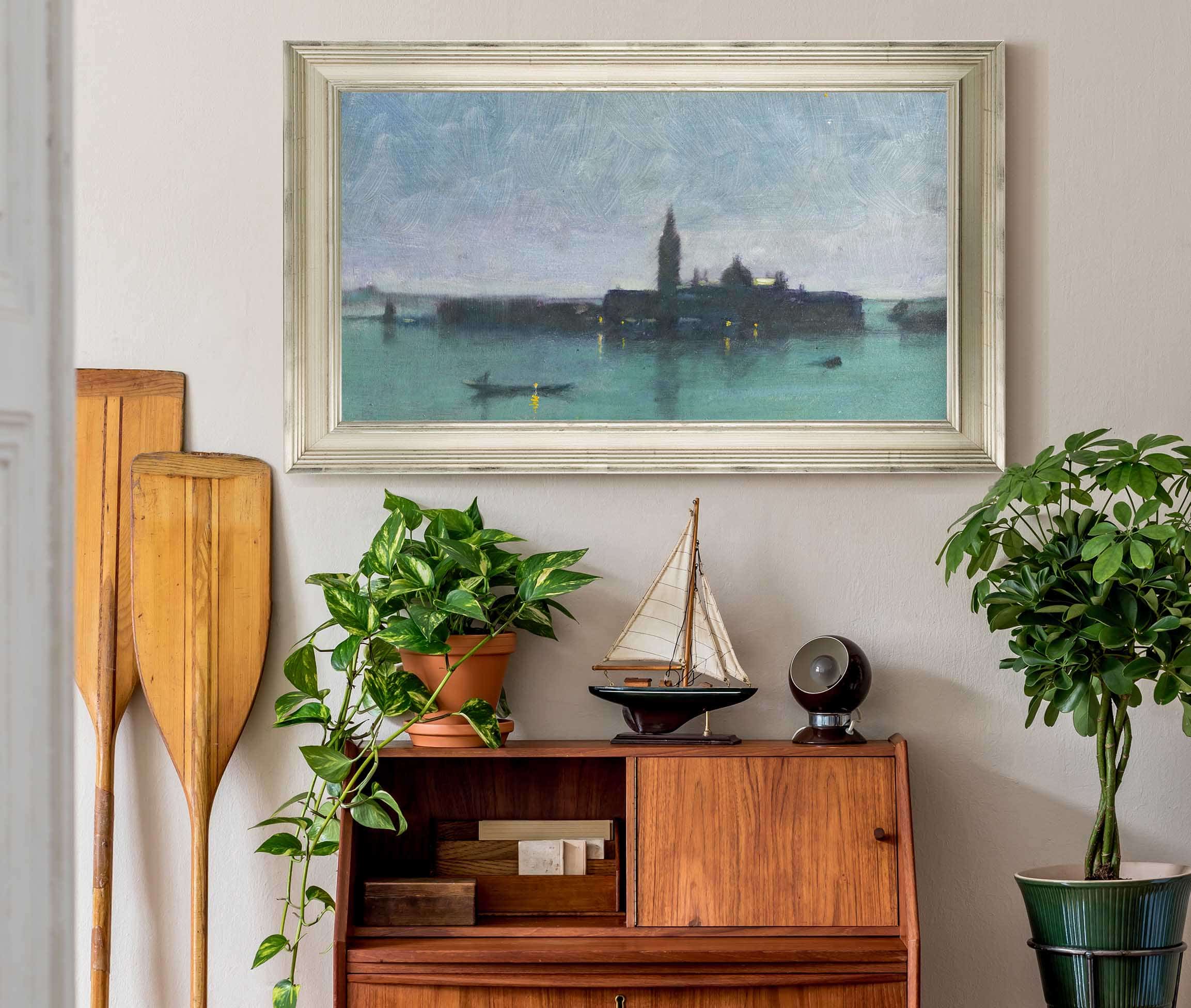 San Giorgio Maggiore From The Lagoon By Moonlight Venice by James Jebusa Shannon