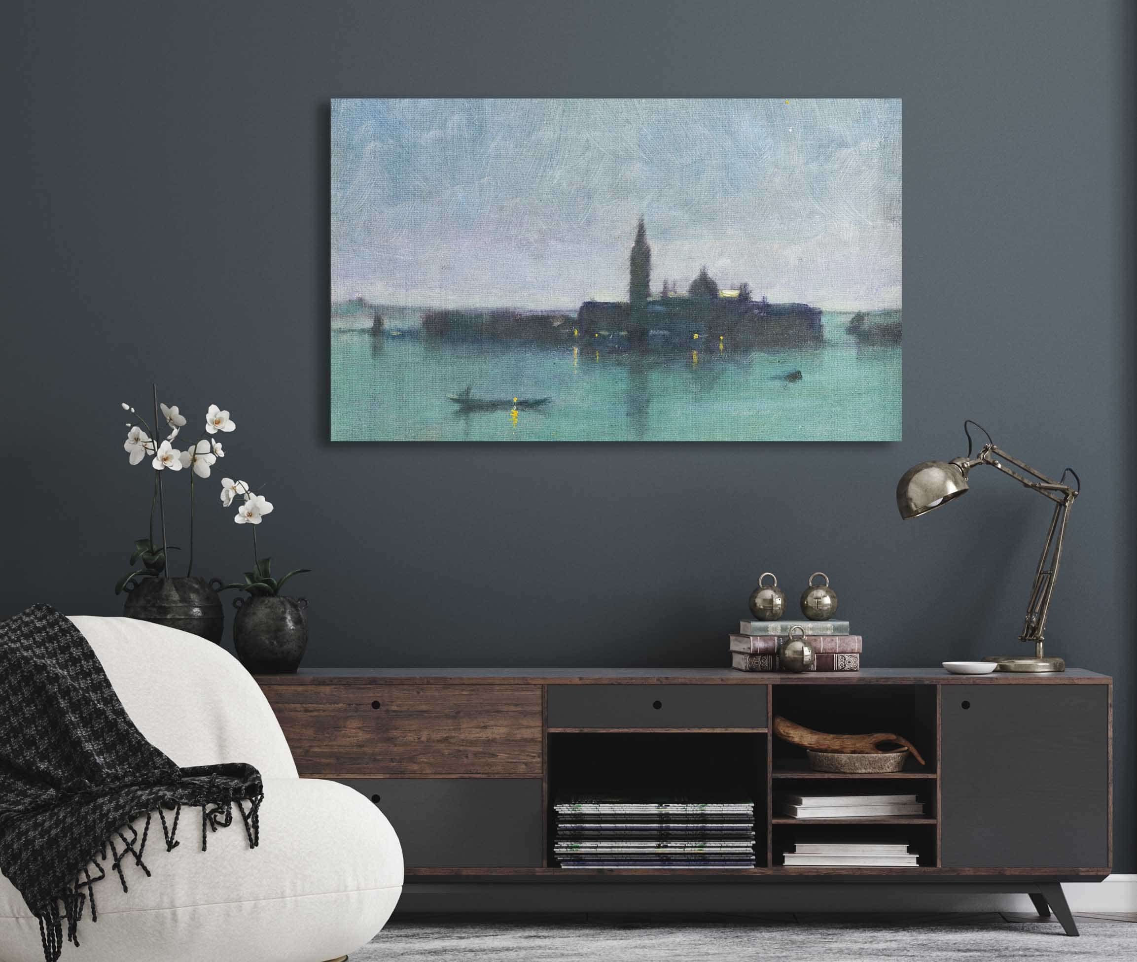 San Giorgio Maggiore From The Lagoon By Moonlight Venice by James Jebusa Shannon