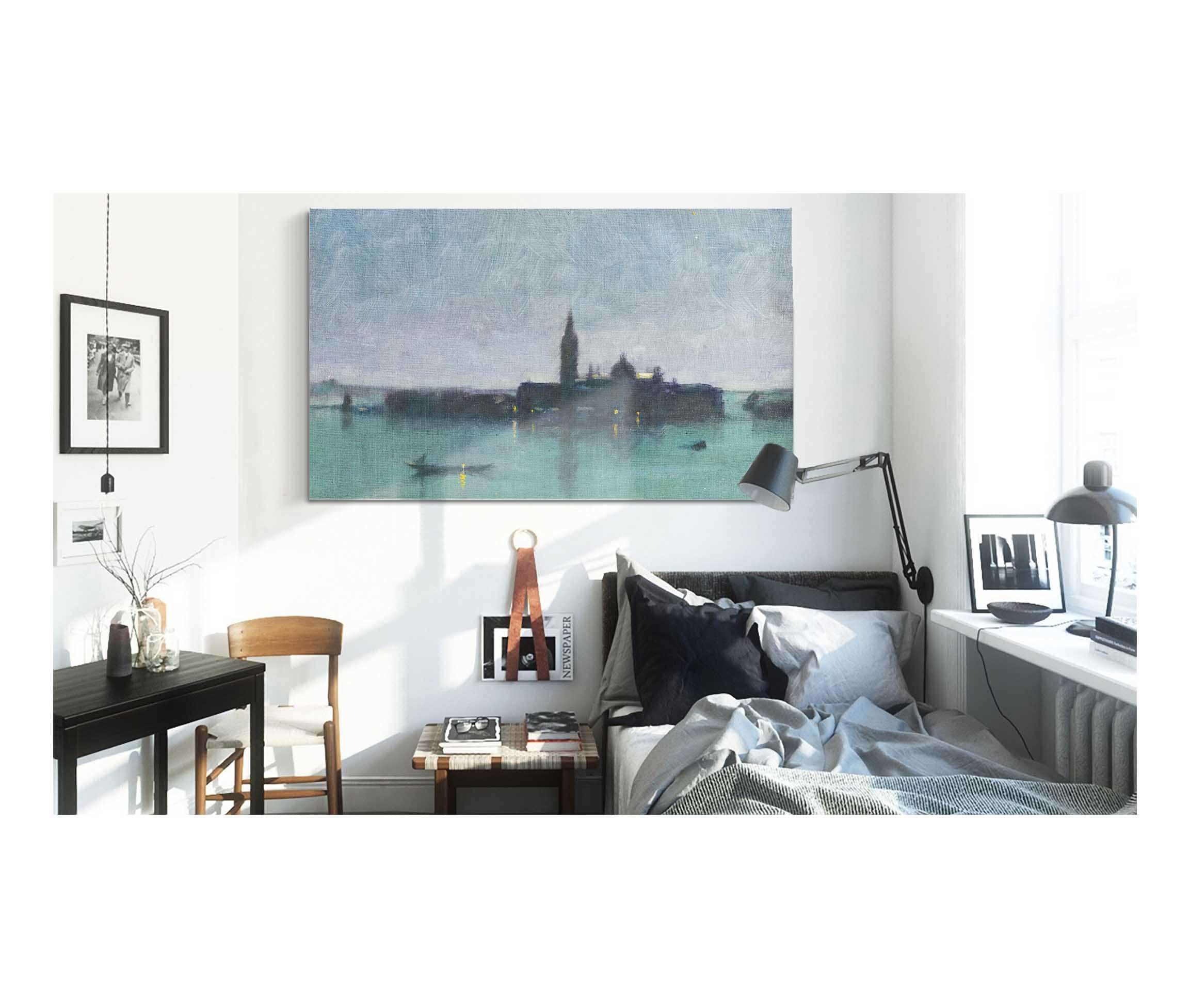 San Giorgio Maggiore From The Lagoon By Moonlight Venice by James Jebusa Shannon