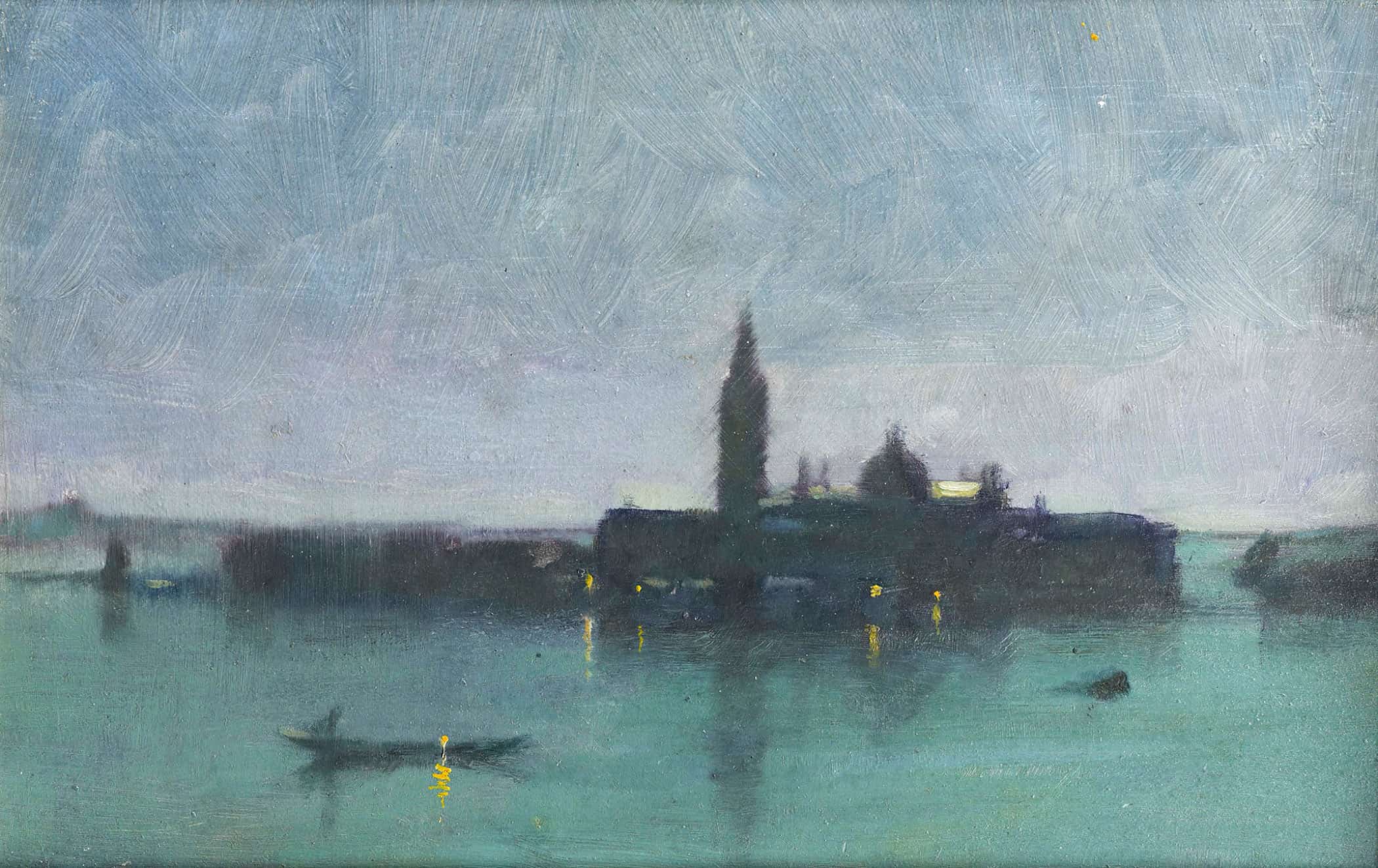San Giorgio Maggiore From The Lagoon By Moonlight Venice by James Jebusa Shannon