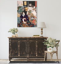 Sangoku Taro Kneeling Before Demon And Warrior by Tsukioka Yoshitoshi