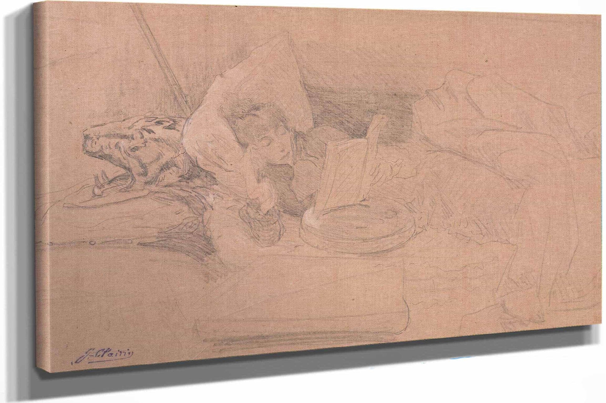 Sarah Bernhardt Reclining On A Divan Reading by Georges Jules Victor Clairin