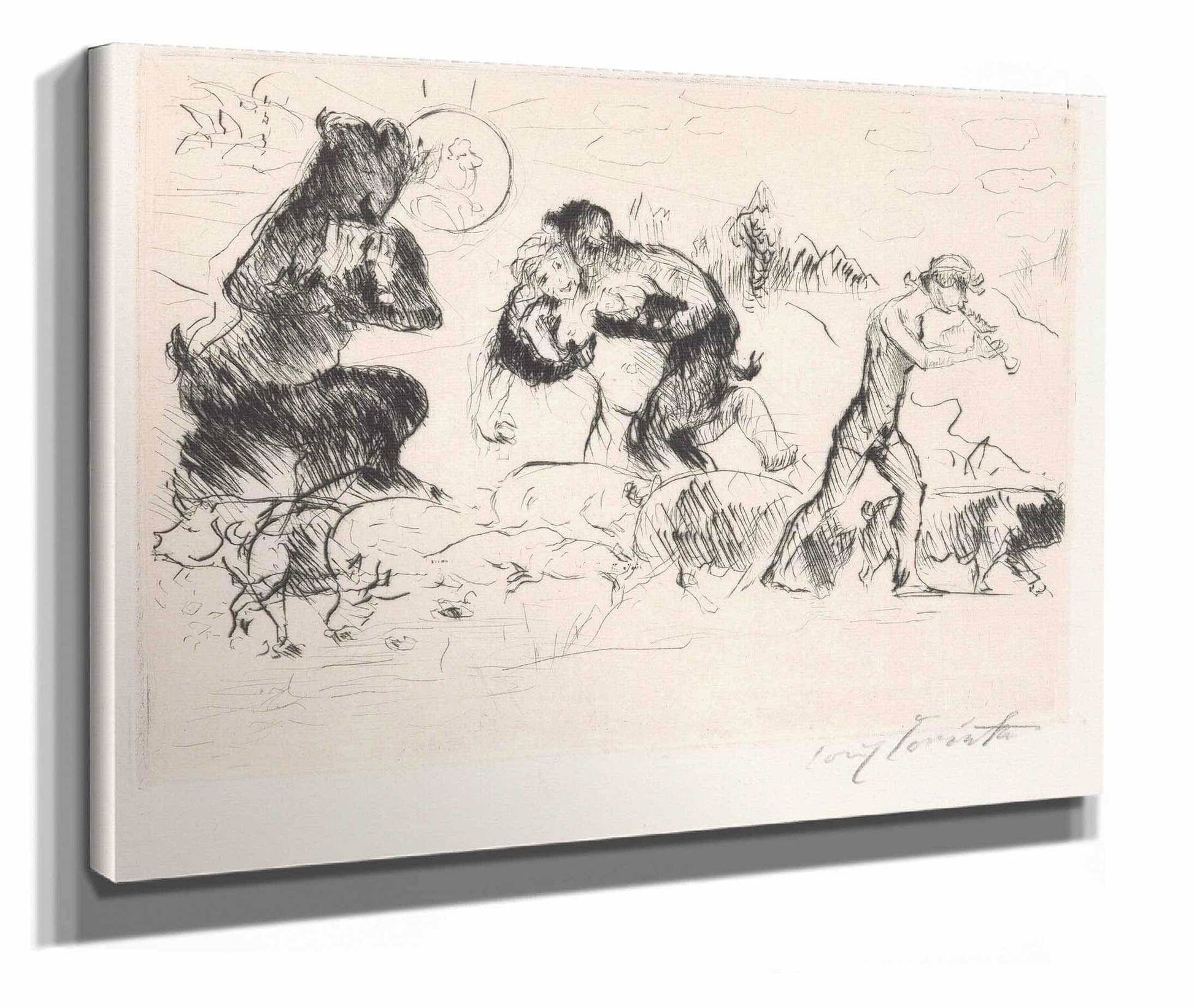 Saters Een Nimf Een Faun En Een Toom Varkens by Lovis Corinth