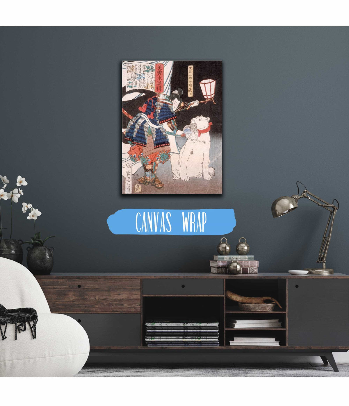 Satomi Jirotaro Yoshinari Inspecting A Head Carried By A Dog by Tsukioka Yoshitoshi