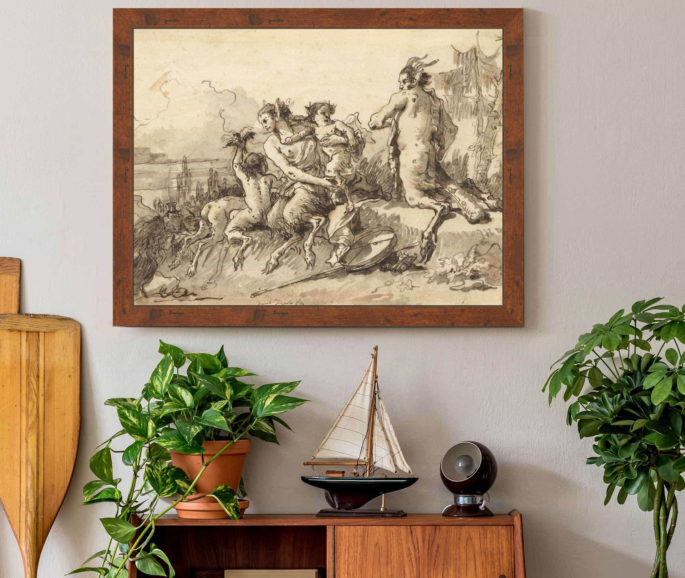 Satyr Family In A Wild Landscape  by Giovanni Domenico Tiepolo