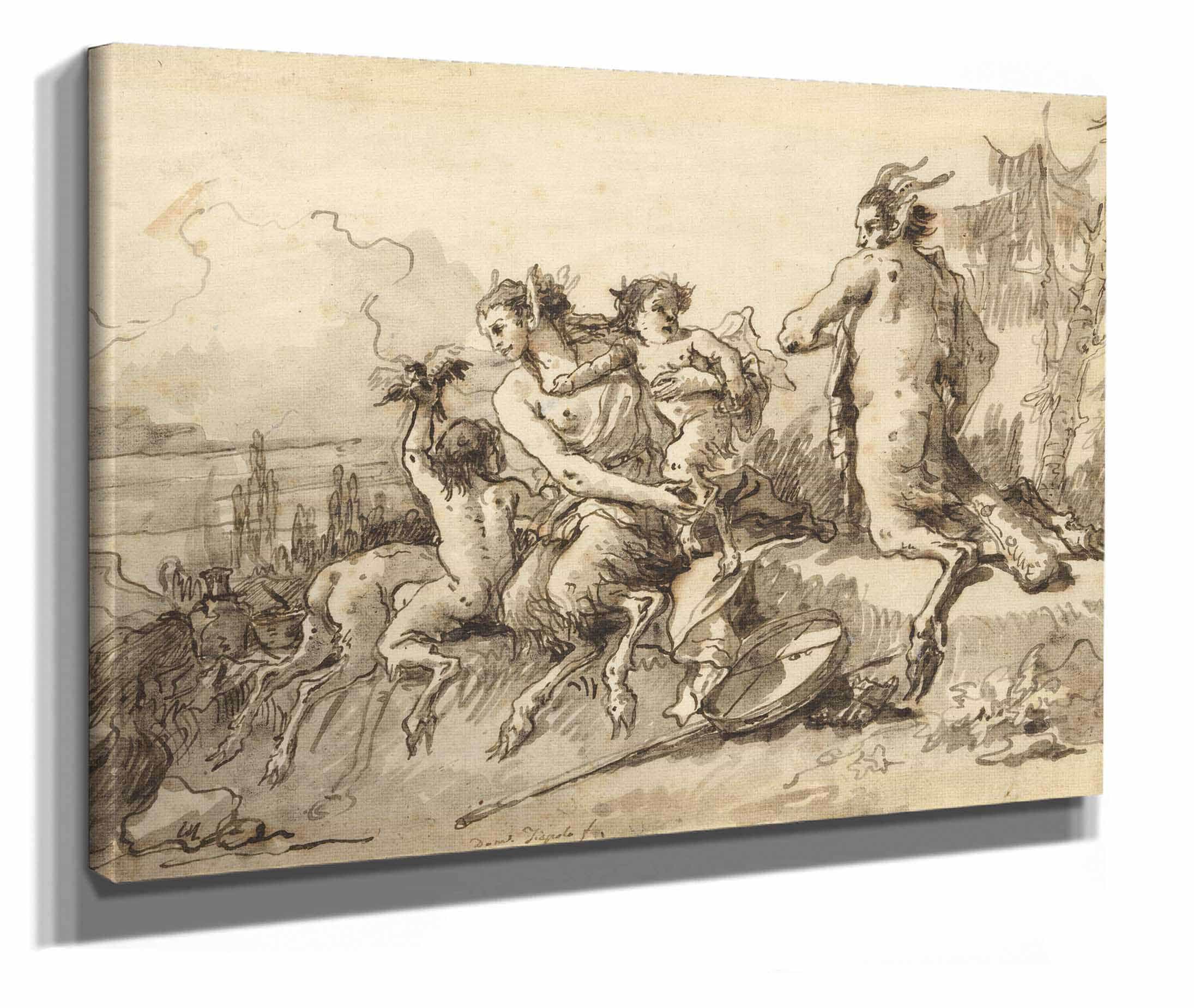 Satyr Family In A Wild Landscape  by Giovanni Domenico Tiepolo