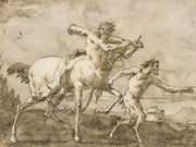 Satyr Leading A Centaur Who Carries A Club Bow And Quiver by Giovanni Domenico Tiepolo