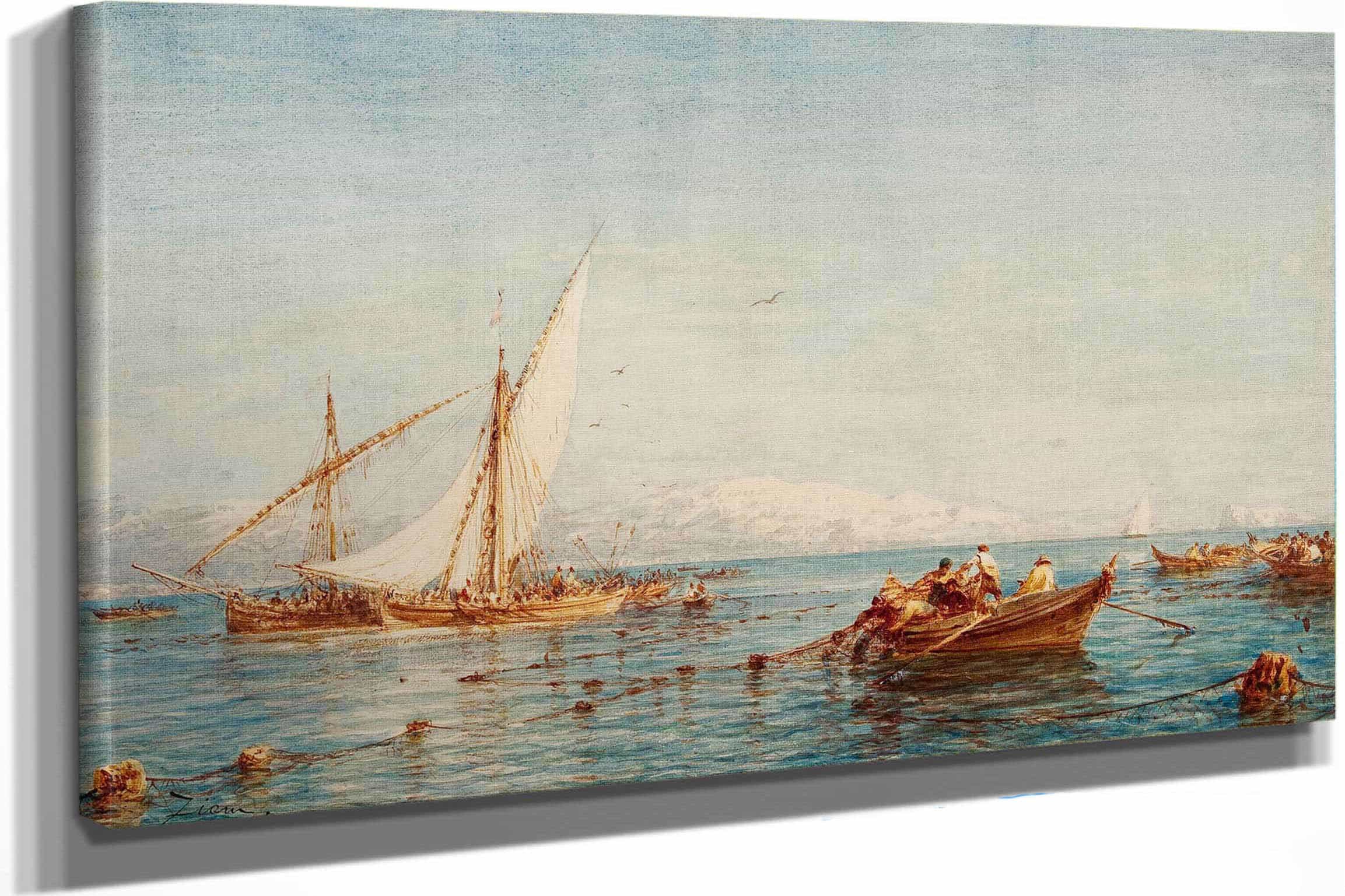 Sausset Environs De Marseille La Peche Au Thon by Felix Ziem