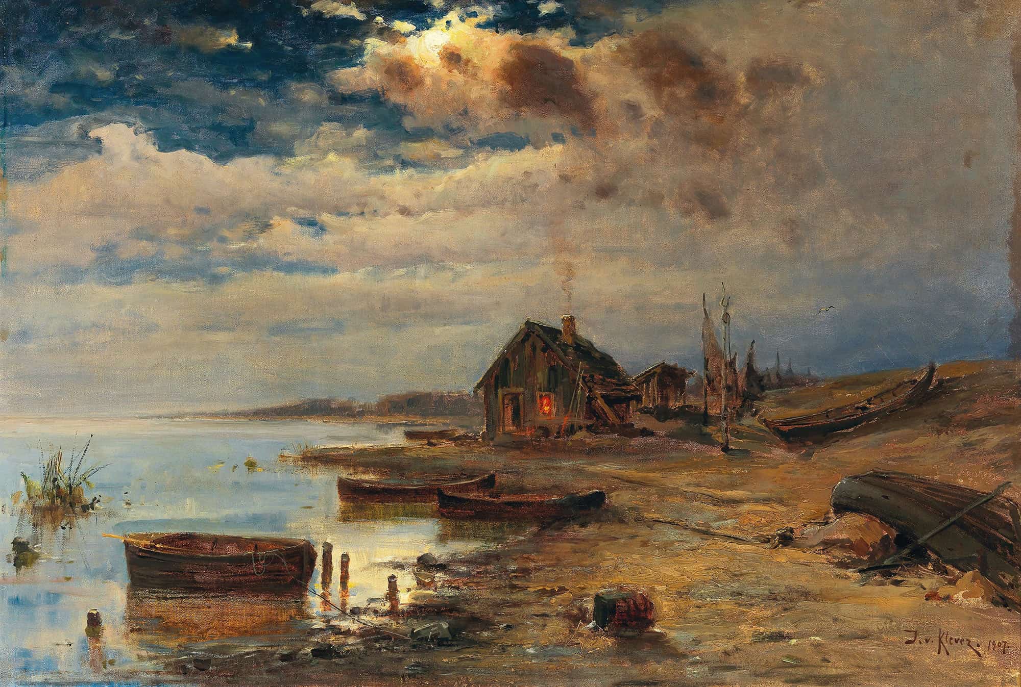 Scene At Dusk On The Baltic Coast by Julius Sergius Klever
