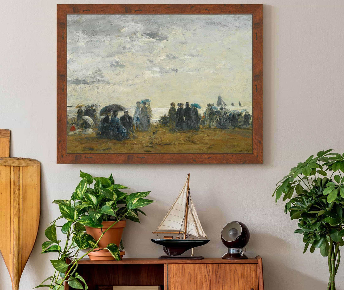 Scene De Plage A Trouville by Eugene Boudin