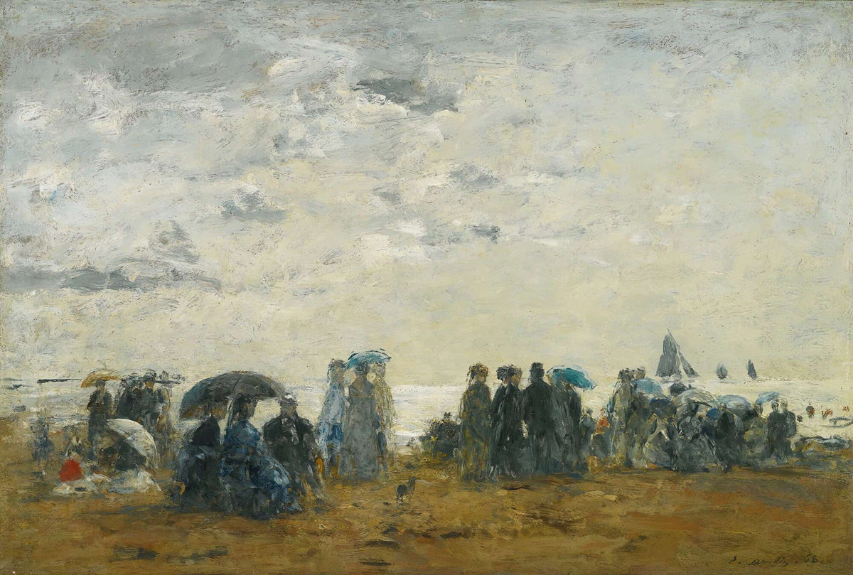 Scene De Plage A Trouville by Eugene Boudin