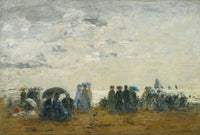 Scene De Plage A Trouville by Eugene Boudin