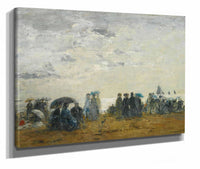 Scene De Plage A Trouville by Eugene Boudin