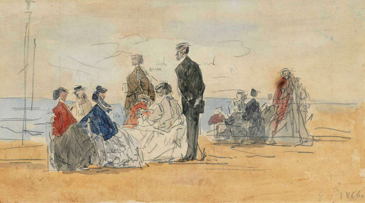 Scene De Plage by Eugene Boudin