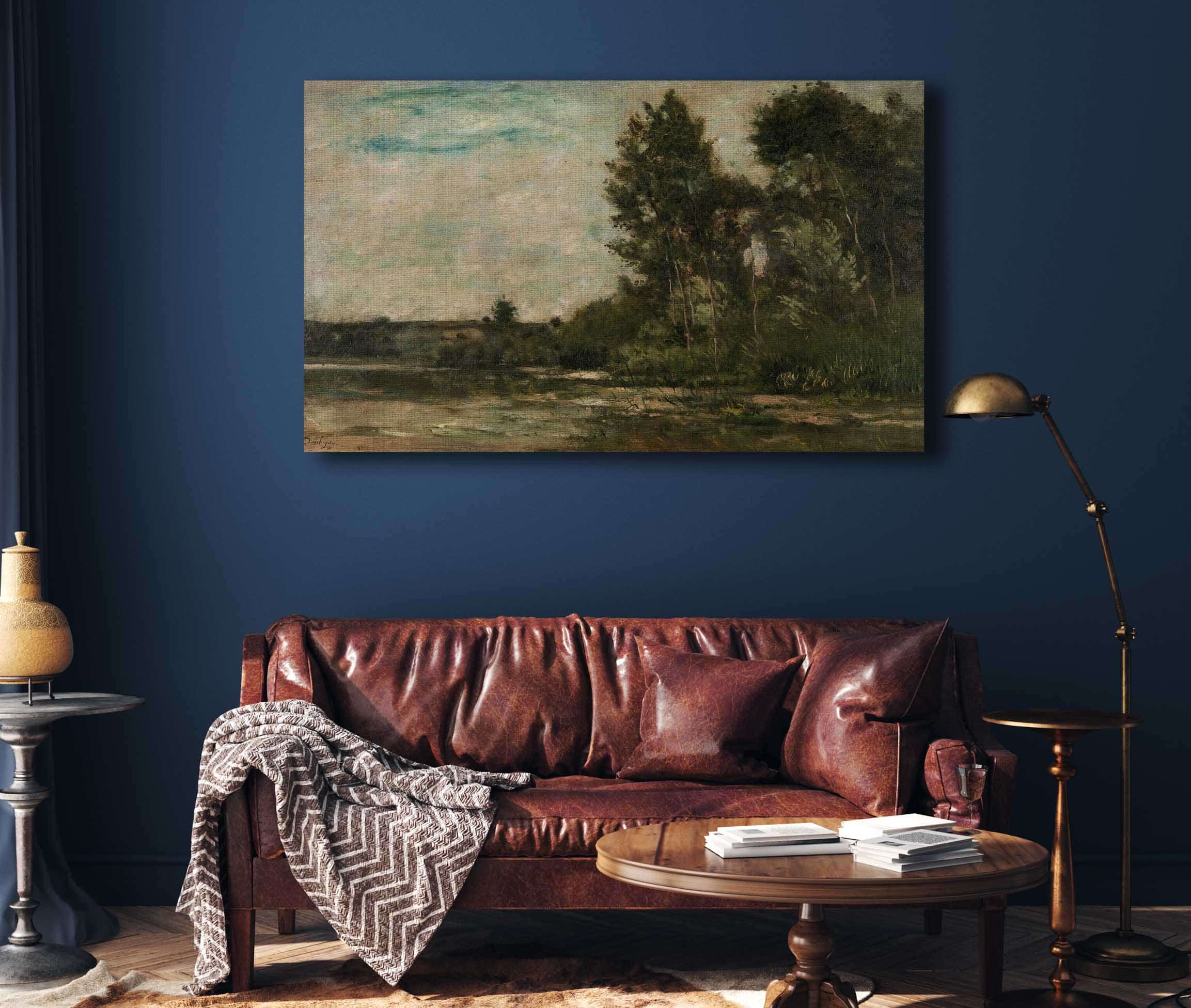 Scene De Riviere River Scene by Charles Francois Daubigny