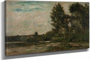 Scene De Riviere River Scene by Charles Francois Daubigny