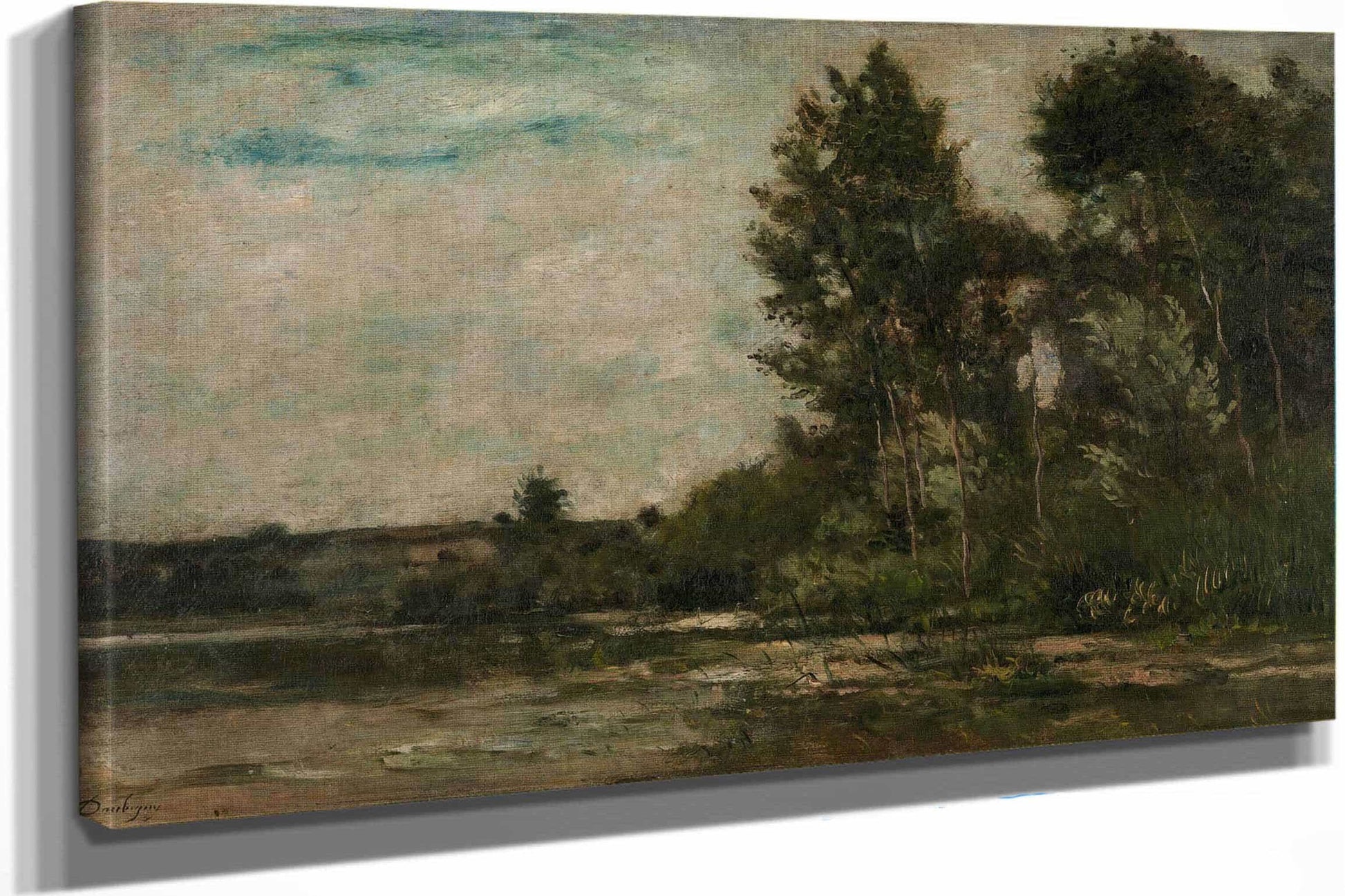 Scene De Riviere River Scene by Charles Francois Daubigny