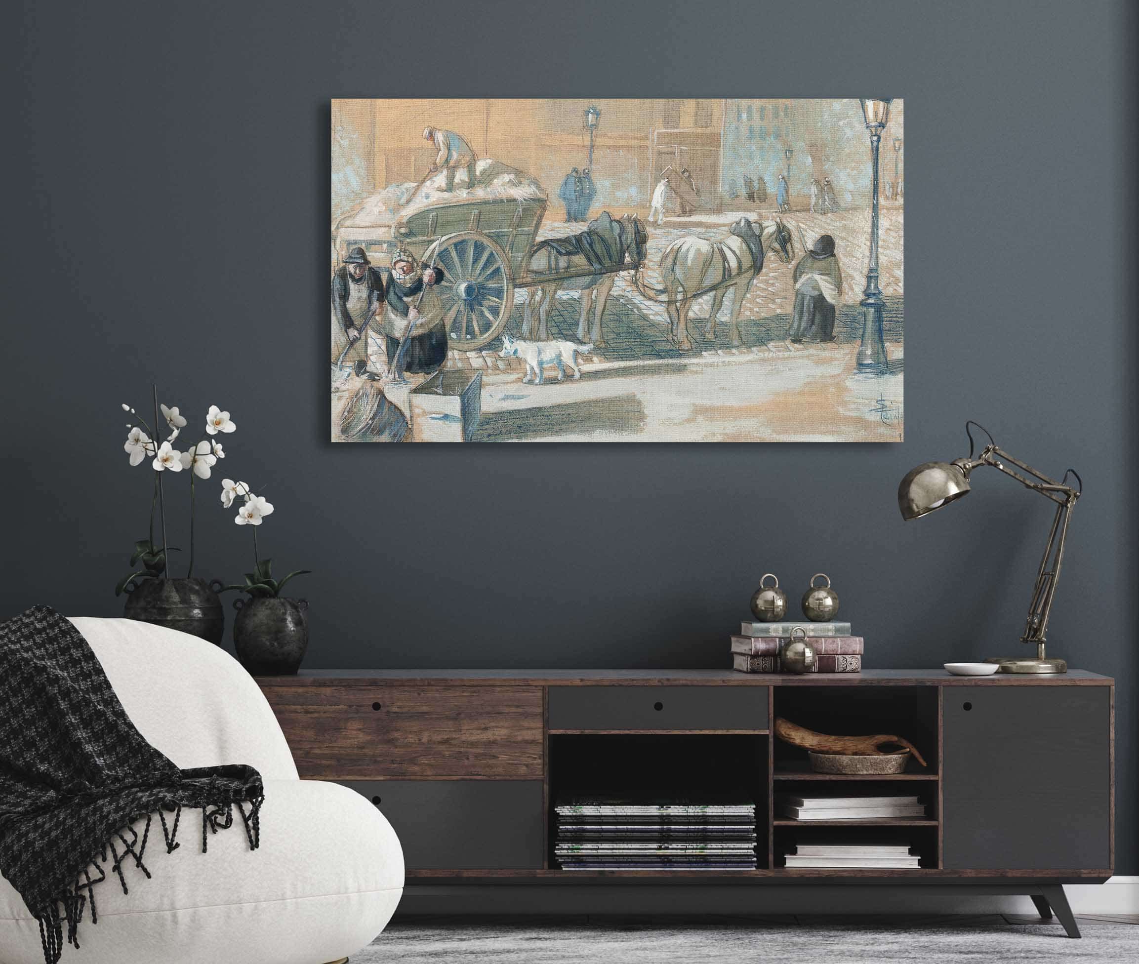 Scene Parisienne En Hiver by Theophile Alexandre Steinlen