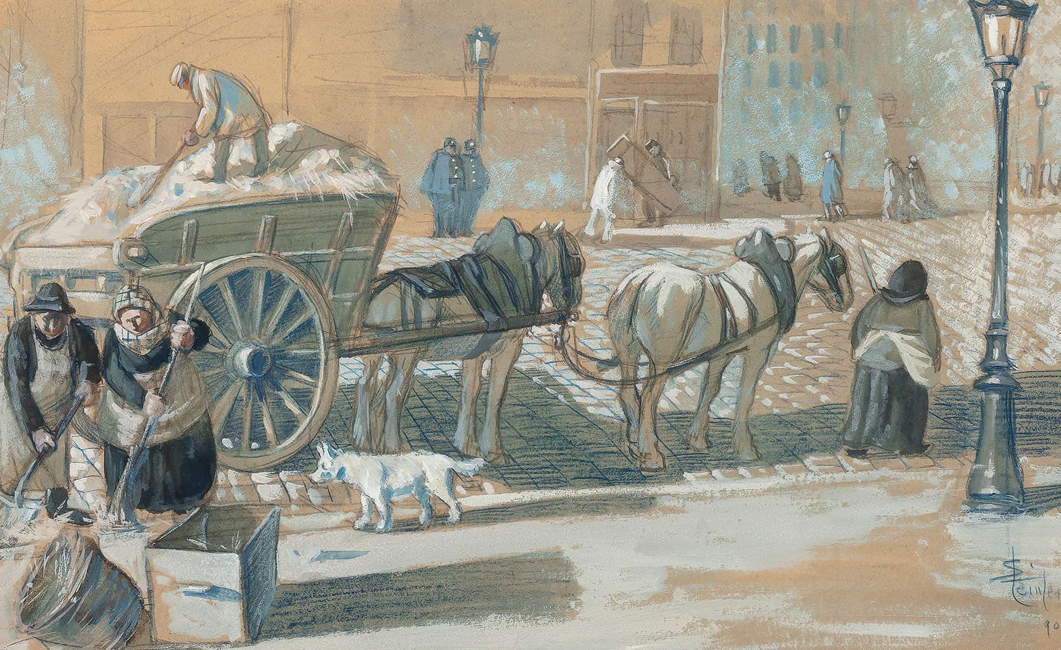 Scene Parisienne En Hiver by Theophile Alexandre Steinlen