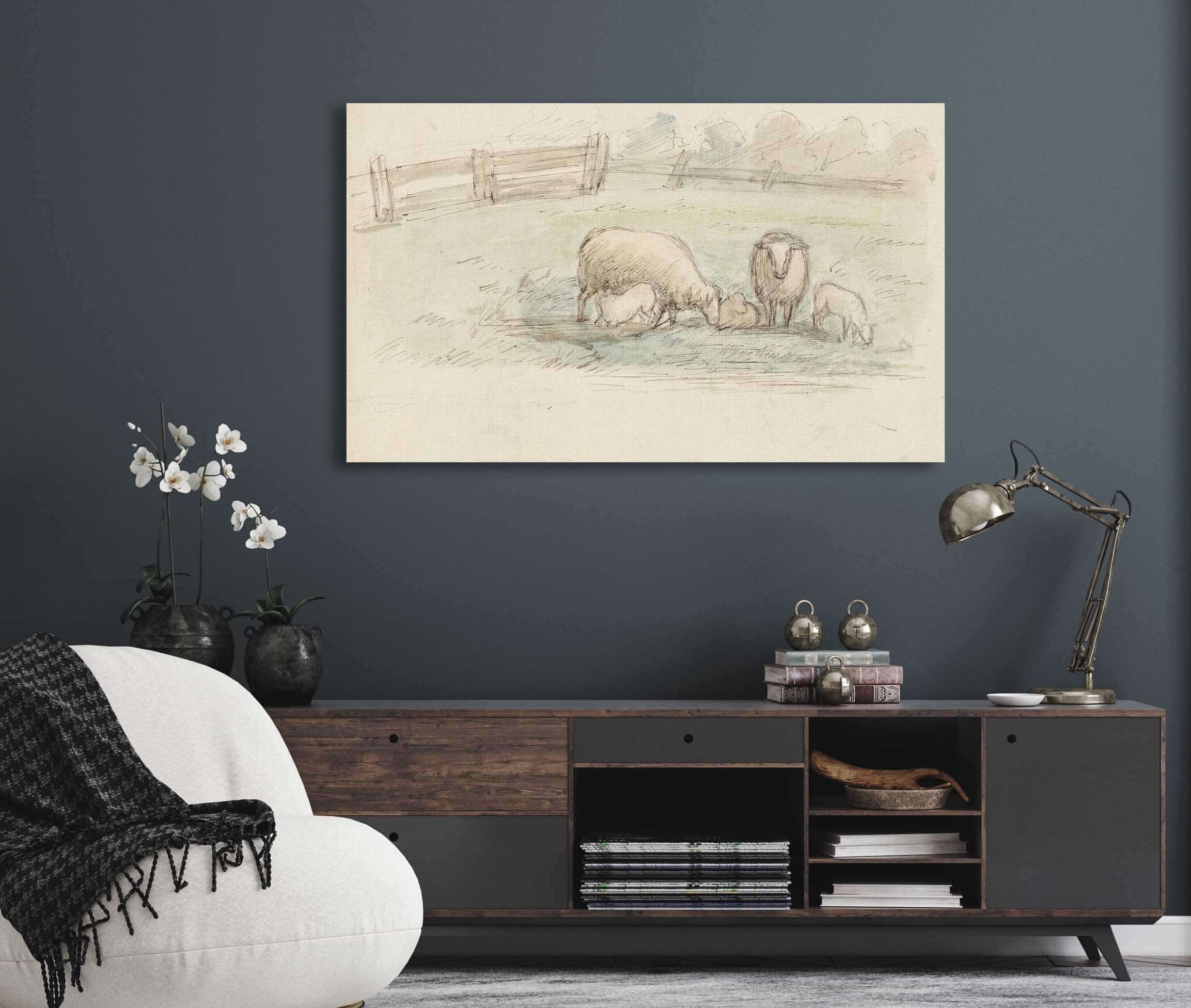 Schapen In Een Weide  by Jozef Israels