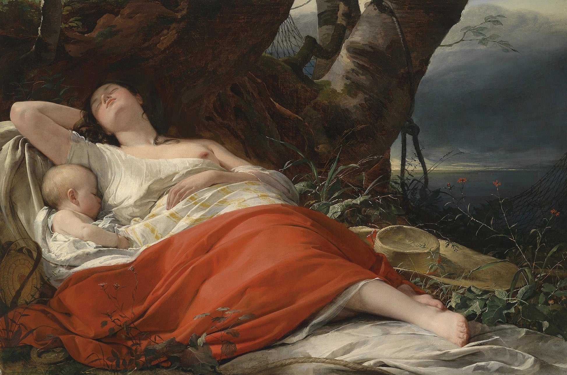 Schlafende Fischerin by Friedrich Von Amerling