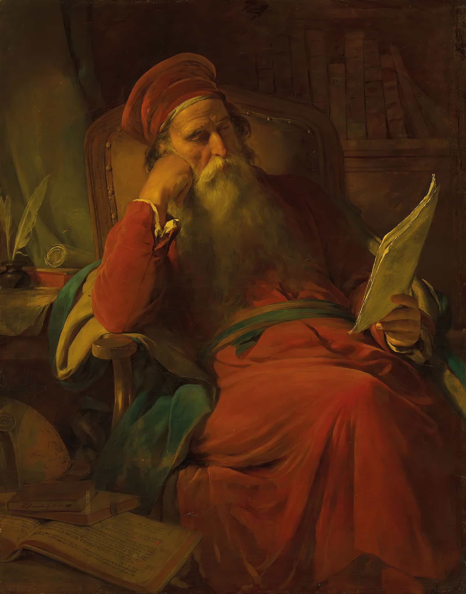 Scholar In His Study by Friedrich Von Amerling