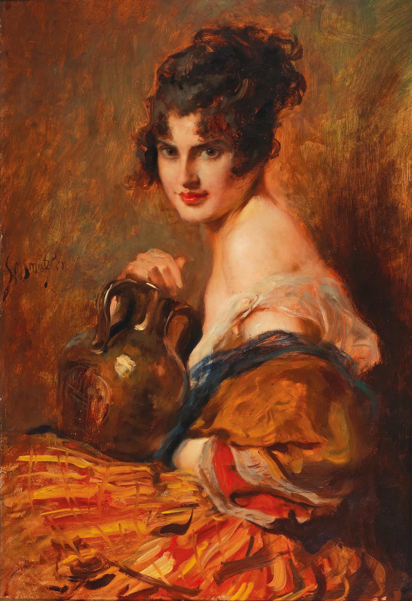 Schone Mit Weinkaraffe by Leopold Schmutzler