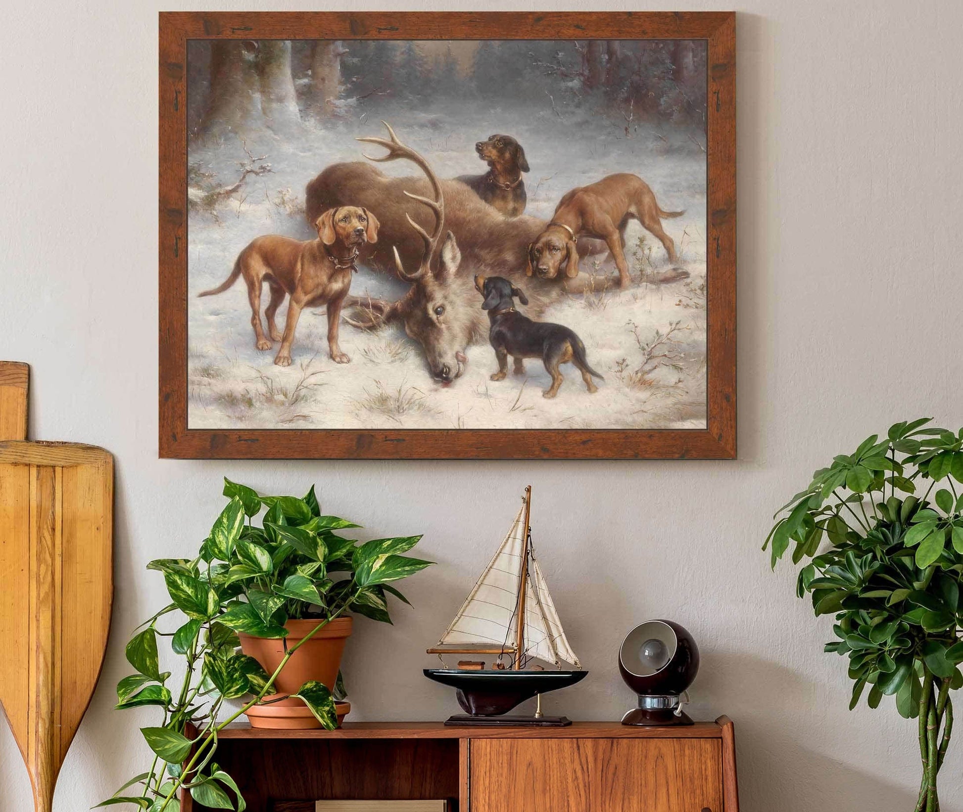 Schweibhunde Mit Erlegtem Hirsch by Carl Reichert